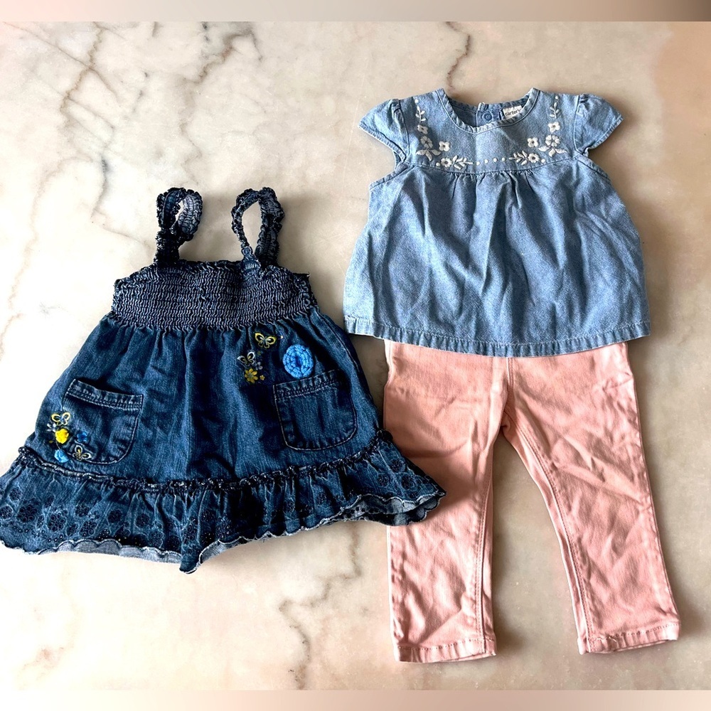 Zara Baby Girl Jean Children’s Place Denim Tunic Dress Denim Top Bundle 6 Months - Picture 2 of 15